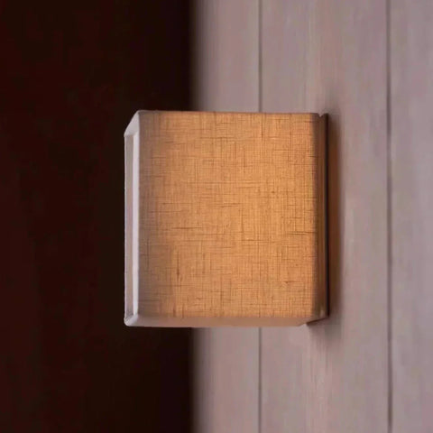 Wall Light with Textured Fabric Cube Shade
