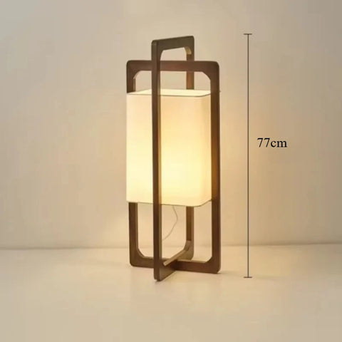 Wooden Lantern Floor Lamp with Open Rectangular Lantern