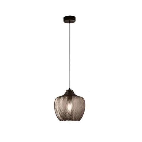 Pendant Light with Wavy Ribbed Glass and Vintage Nordic Style