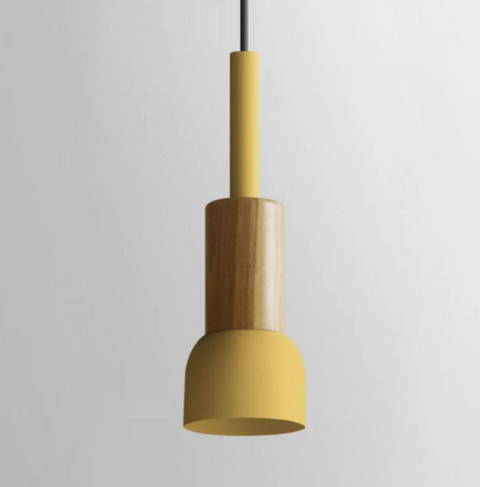 Scandinavian Wood Pendant Light with Modern Iron Shade for Ambient Lighting