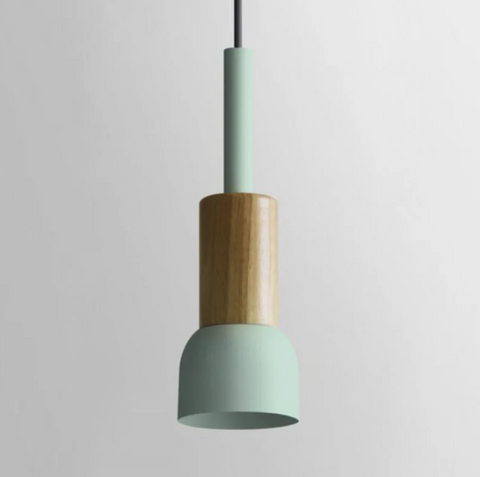 Scandinavian Wood Pendant Light with Modern Iron Shade for Ambient Lighting