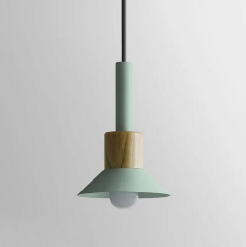 Scandinavian Wood Pendant Light with Modern Iron Shade for Ambient Lighting