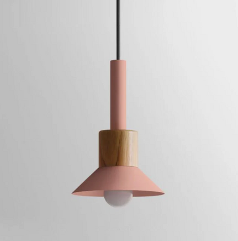Scandinavian Wood Pendant Light with Modern Iron Shade for Ambient Lighting