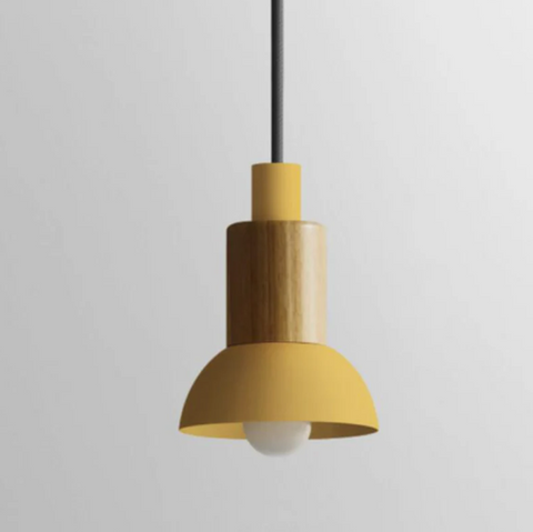 Scandinavian Wood Pendant Light with Modern Iron Shade for Ambient Lighting