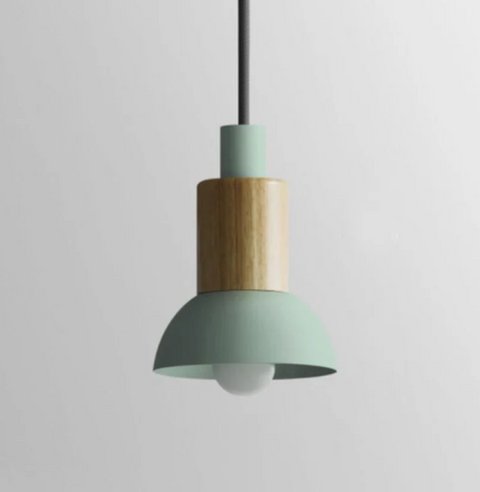 Scandinavian Wood Pendant Light with Modern Iron Shade for Ambient Lighting