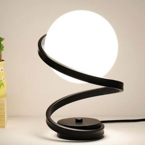 Spiral Glass Table Lamp with Metal Frame and Modern Decorative Lighting