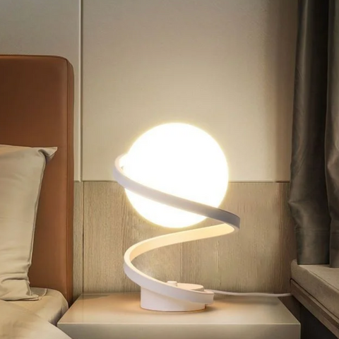 Spiral Glass Table Lamp with Metal Frame and Modern Decorative Lighting
