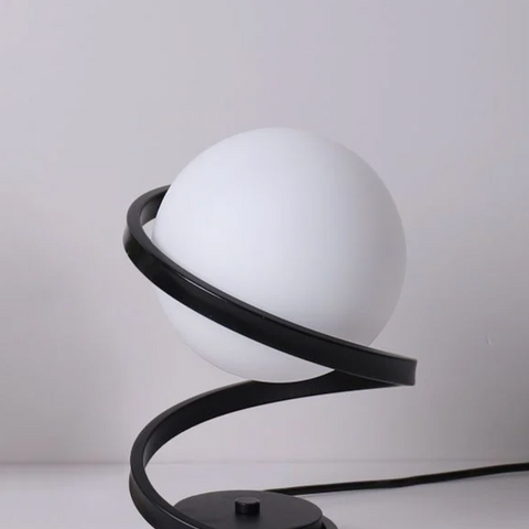 Spiral Glass Table Lamp with Metal Frame and Modern Decorative Lighting