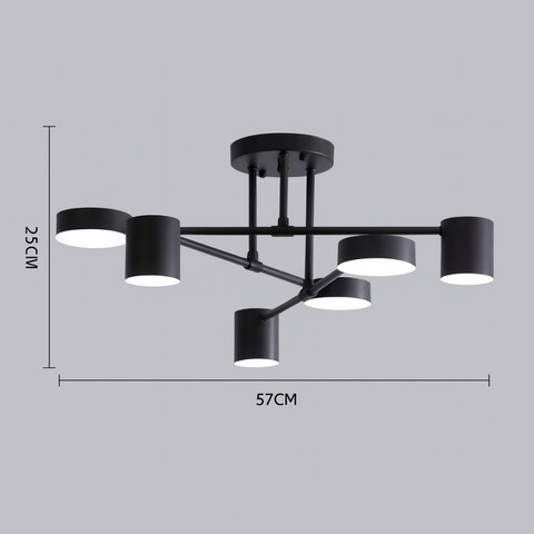 Six-Light Ceiling Fixture for Balanced Living and Dining Room Lighting