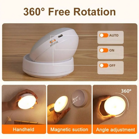 Motion Sensor Wall Light with Rotating Magnetic LED Head