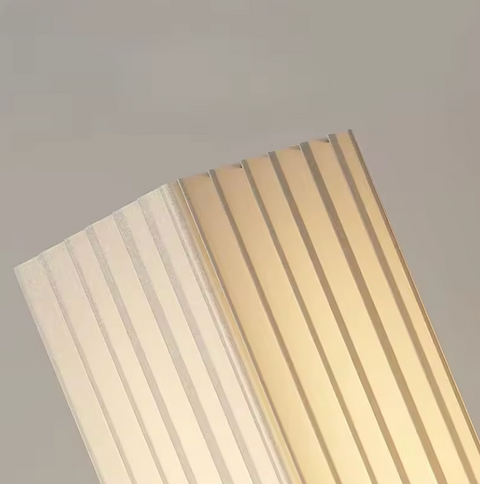 Floor Lamp with Pleated Fabric Shade and Wood Base