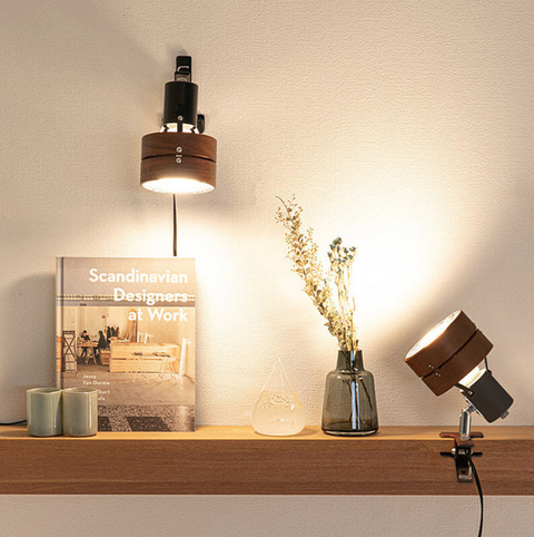 Adjustable Wood and Metal Clip-On Lamp for Reading and Home Desk Work