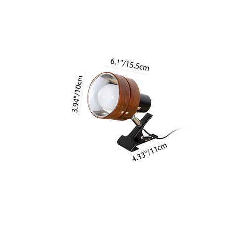 Adjustable Wood and Metal Clip-On Lamp for Reading and Home Desk Work