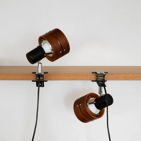 Adjustable Wood and Metal Clip-On Lamp for Reading and Home Desk Work