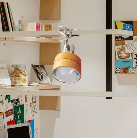 Adjustable Wood and Metal Clip-On Lamp for Reading and Home Desk Work