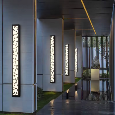 Outdoor Wall Light with Diagonal Lattice and LED Diffuser