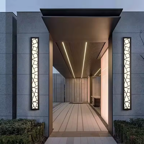 Outdoor Wall Light with Diagonal Lattice and LED Diffuser