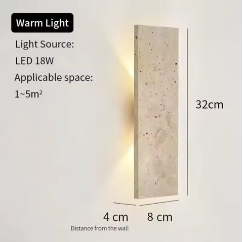 Wall Sconce with Natural Stone Panel and Warm Outdoor LED Light