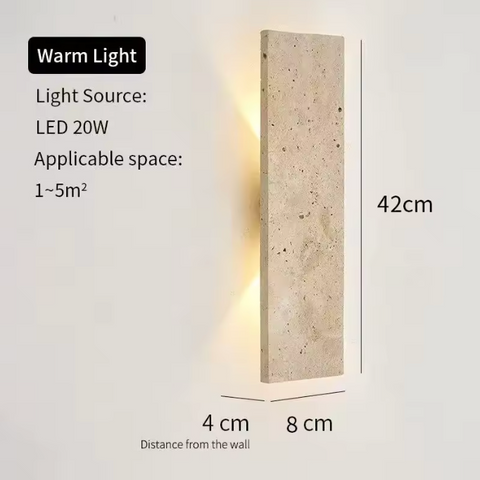 Wall Sconce with Natural Stone Panel and Warm Outdoor LED Light