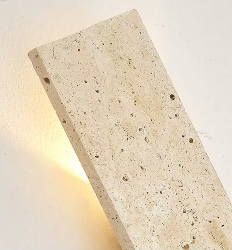 Wall Sconce with Natural Stone Panel and Warm Outdoor LED Light