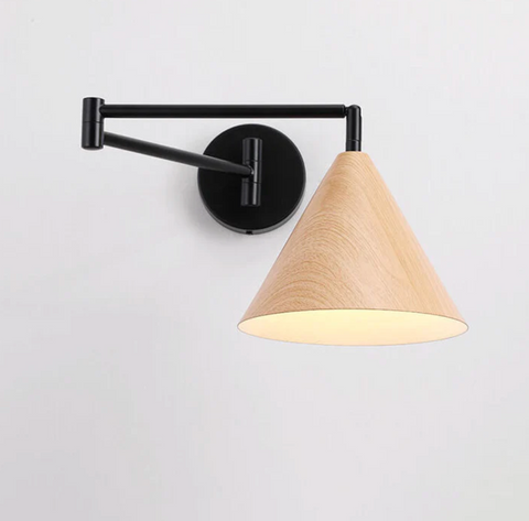Adjustable Wood Wall Sconce for Focused Bedside and Reading Lighting