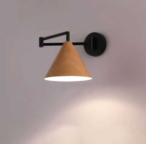 Adjustable Wood Wall Sconce for Focused Bedside and Reading Lighting