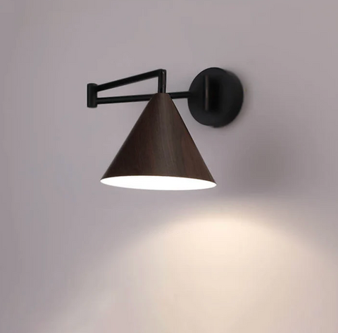Adjustable Wood Wall Sconce for Focused Bedside and Reading Lighting