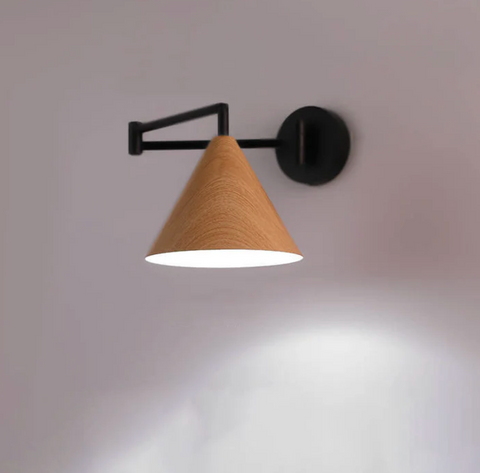 Adjustable Wood Wall Sconce for Focused Bedside and Reading Lighting