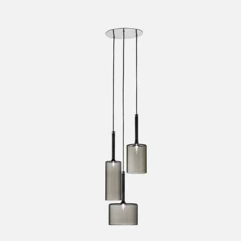 Glass Cylinder Pendant Light with Nickel Finish and Adjustable Cord