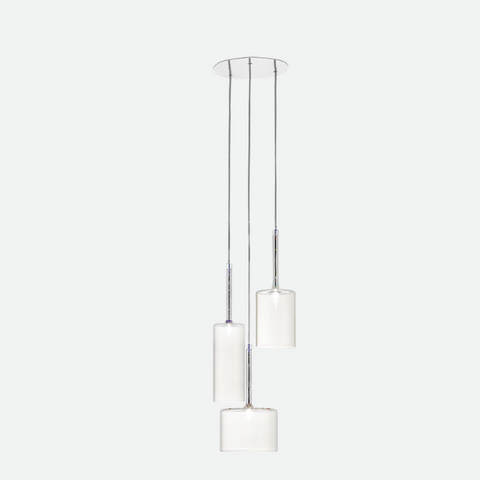 Glass Cylinder Pendant Light with Nickel Finish and Adjustable Cord