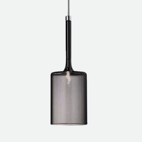 Glass Cylinder Pendant Light with Nickel Finish and Adjustable Cord