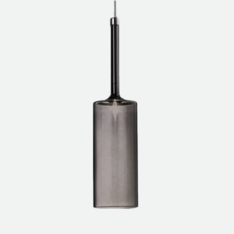 Glass Cylinder Pendant Light with Nickel Finish and Adjustable Cord