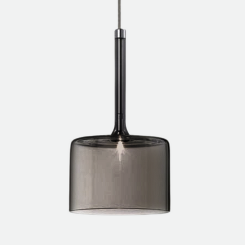 Glass Cylinder Pendant Light with Nickel Finish and Adjustable Cord
