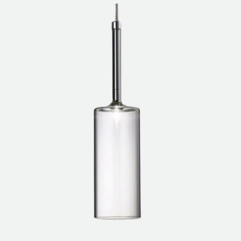 Glass Cylinder Pendant Light with Nickel Finish and Adjustable Cord