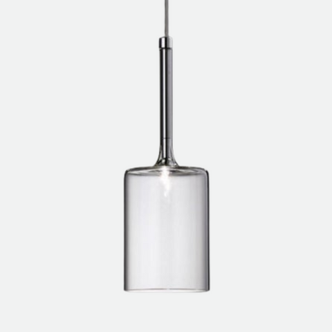 Glass Cylinder Pendant Light with Nickel Finish and Adjustable Cord