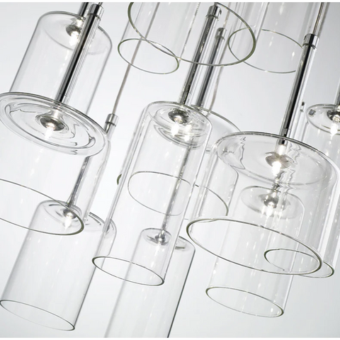 Glass Cylinder Pendant Light with Nickel Finish and Adjustable Cord