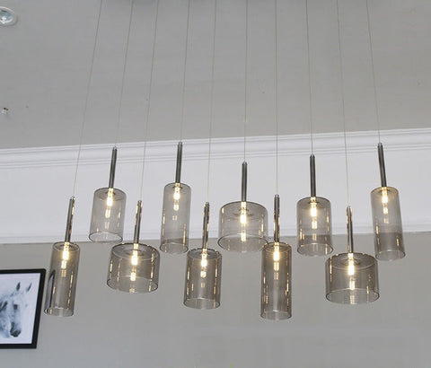 Glass Cylinder Pendant Light with Nickel Finish and Adjustable Cord