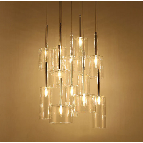 Glass Cylinder Pendant Light with Nickel Finish and Adjustable Cord