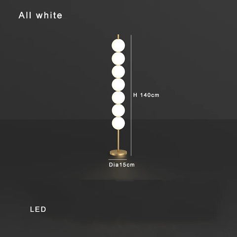 Modern Orb Floor Lamp with Stacked Glowing Orbs in Iron and Glass
