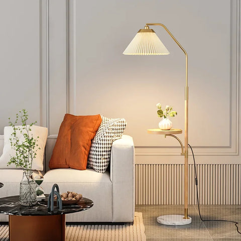 Sculptural LED Floor Lamp with Stacked Ribbed Diffuser