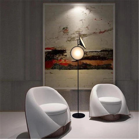 Bulat LED Floor Lamp with Stacked Globe Form in Metal and Acrylic
