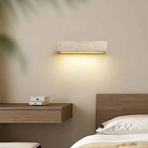 Wall Light with Travertine Bar and Linear Downlight