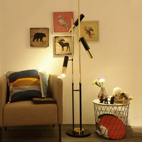 Adjustable Cylinder Floor Lamp with Multiple Pivoting Cylinders