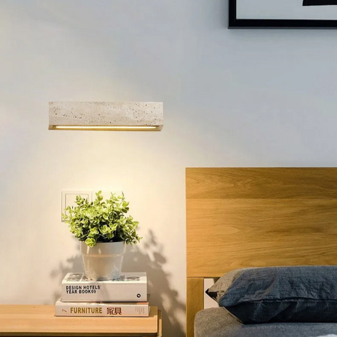 Wall Light with Travertine Bar and Linear Downlight