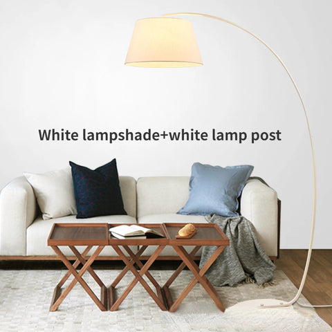 Arched Floor Lamp with Fabric Shade with Arched Stem and Broad Shade