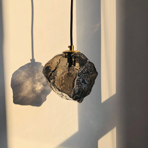 Glass Pendant Light in Amber or Smoked Gray