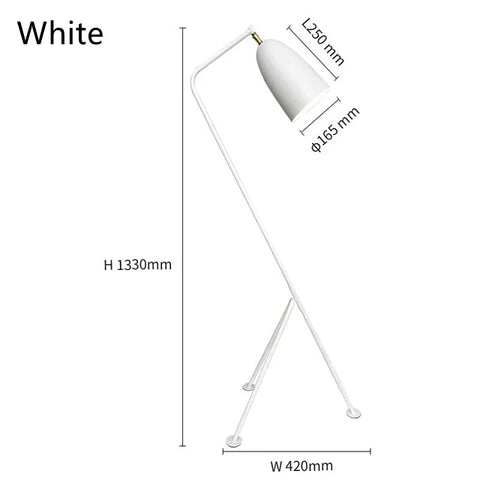 Grasshopper Tripod Floor Lamp with Angled Tripod and Cone Shade