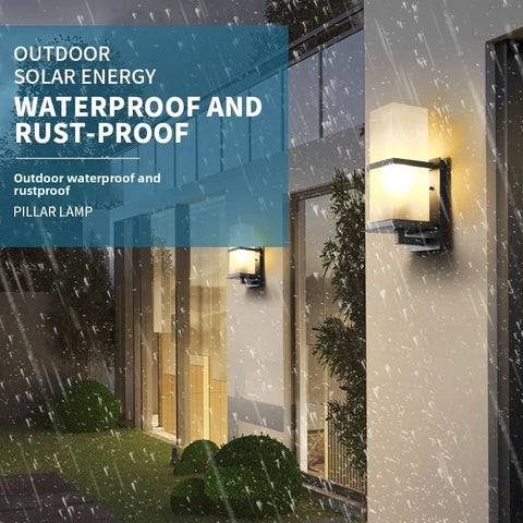 Outdoor Wall Light with Rectangular Lantern Frame in Die-cast Aluminum