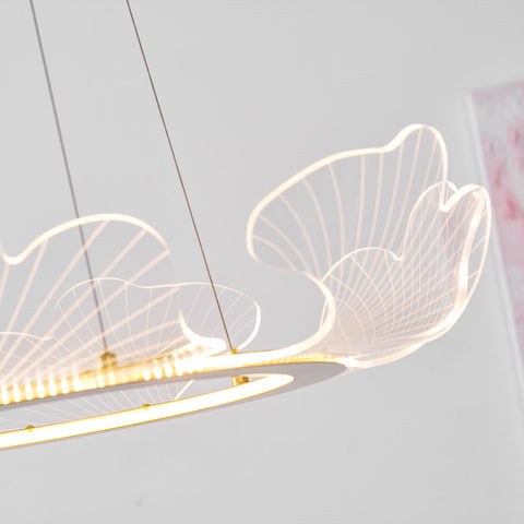 Sea Chandelier with Illuminated Leaf and Scallop Design
