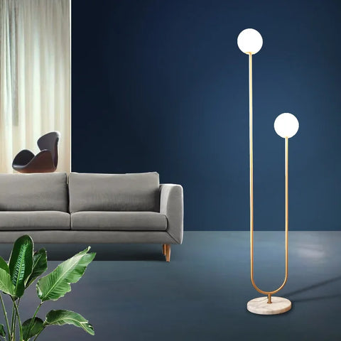 Milky Globe Floor Lamp with Milky Spherical Diffuser
